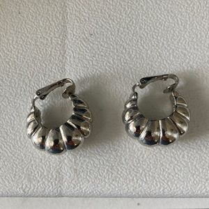 Clip on silver hoop earrings